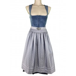 Krüger - Dirndl Aurelia mit Samt in rauchblau - 70 cm