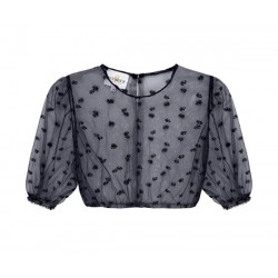 Wenger - Transparente Dirndlbluse Isabella schwarz mit Ballonarm