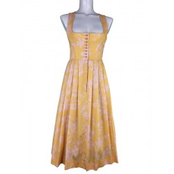 Waldorff - Baumwoll Dirndl in gelb mit rosé ohne Schürze - 80 cm