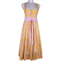 Waldorff - Dirndl Calendula in gelb mit rosé mit Gürtel - 80 cm