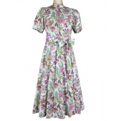 Wenger - Baumwoll Kleid in Rosé Print mit Ballonarm - 80 cm