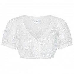 Waldorff - Baumwoll Dirndlbluse mit V-Ausschnitt und 7/8 Arm