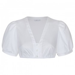 Waldorff - Satinierte Baumwoll Dirndlbluse mit V-Ausschnitt und Kurzarm