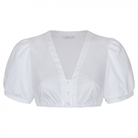 Waldorff - Satinierte Baumwoll Dirndlbluse mit V-Ausschnitt und Kurzarm